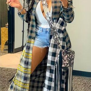 Plaid Patchwork Long Coat